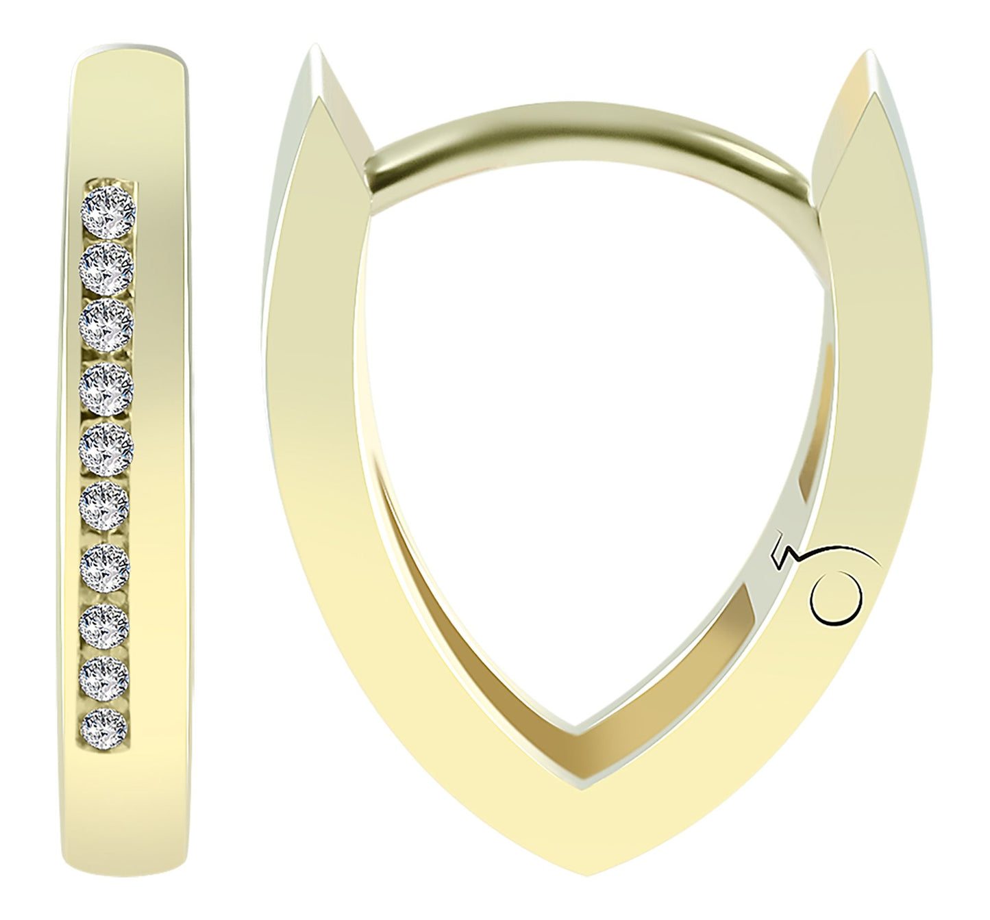 333/- Gold Klapp-Creolen "Suela", Zirkoniabesatz, Gelbgold, 8 Karat