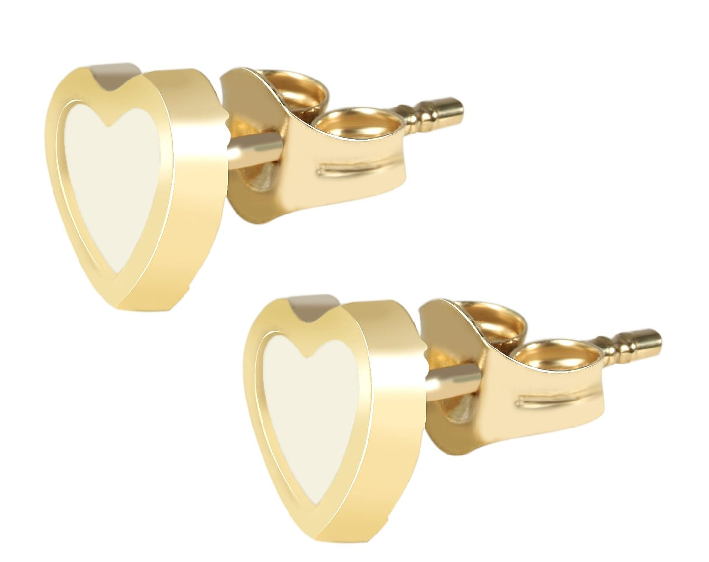 333/- Gold "Juna" Ohrstecker, Herz, Perlmutt, Gelbgold, 8 Karat, Kinder