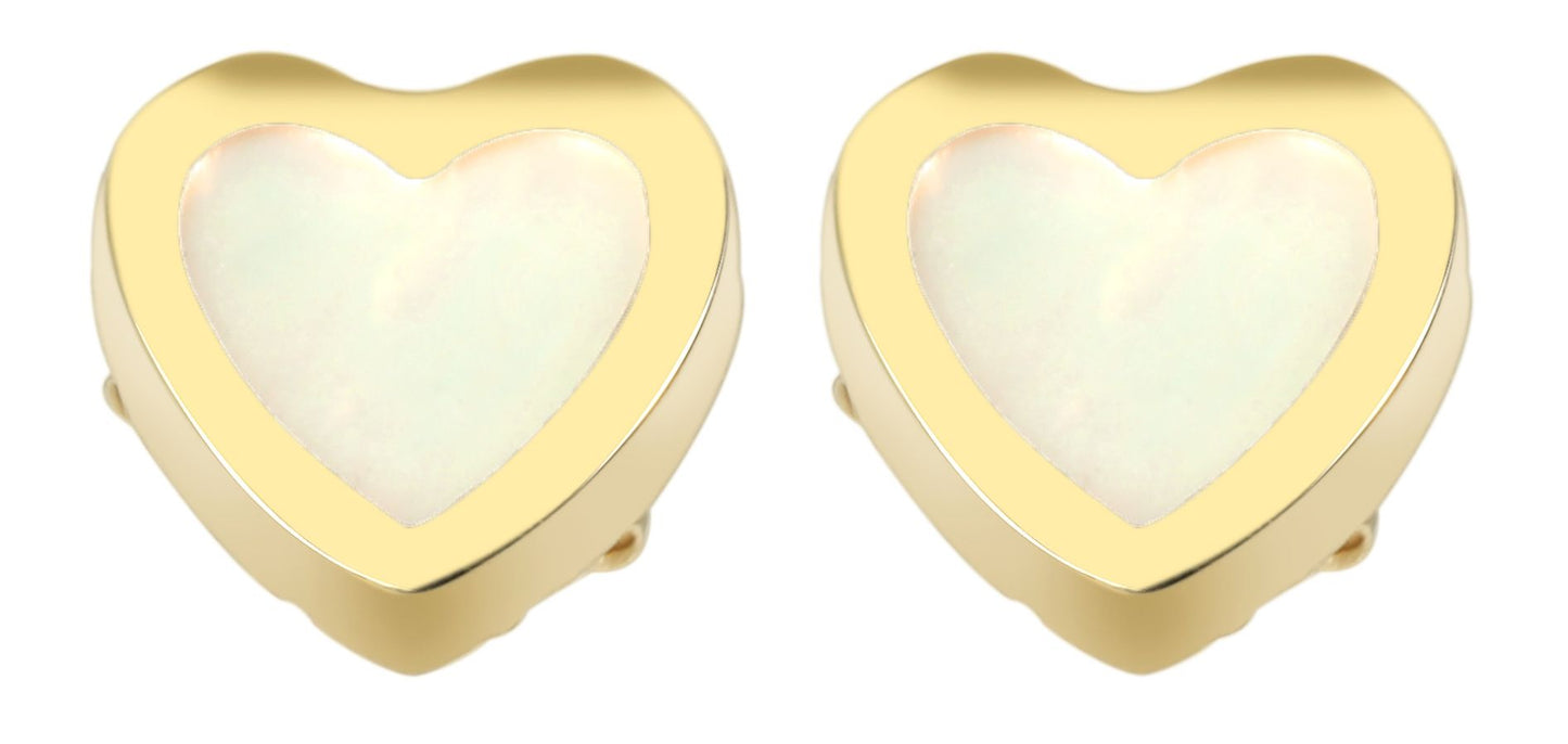 333/- Gold "Juna" Ohrstecker, Herz, Perlmutt, Gelbgold, 8 Karat, Kinder
