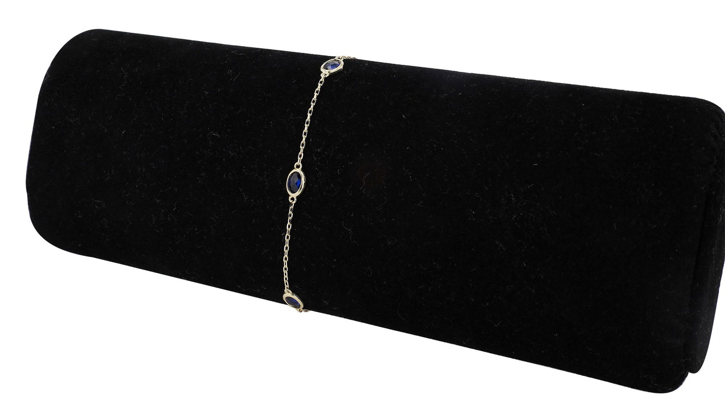 333/- Gold "Zephyrine", Armband mit blauem Besatz, 8 Karat, Gelbgold