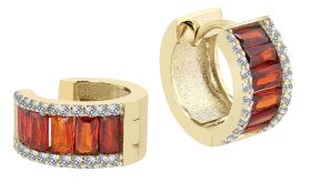 333er Gold Klapp-Creolen "Avala", Gelbgold, 8 Karat, Zirkoniabesatz