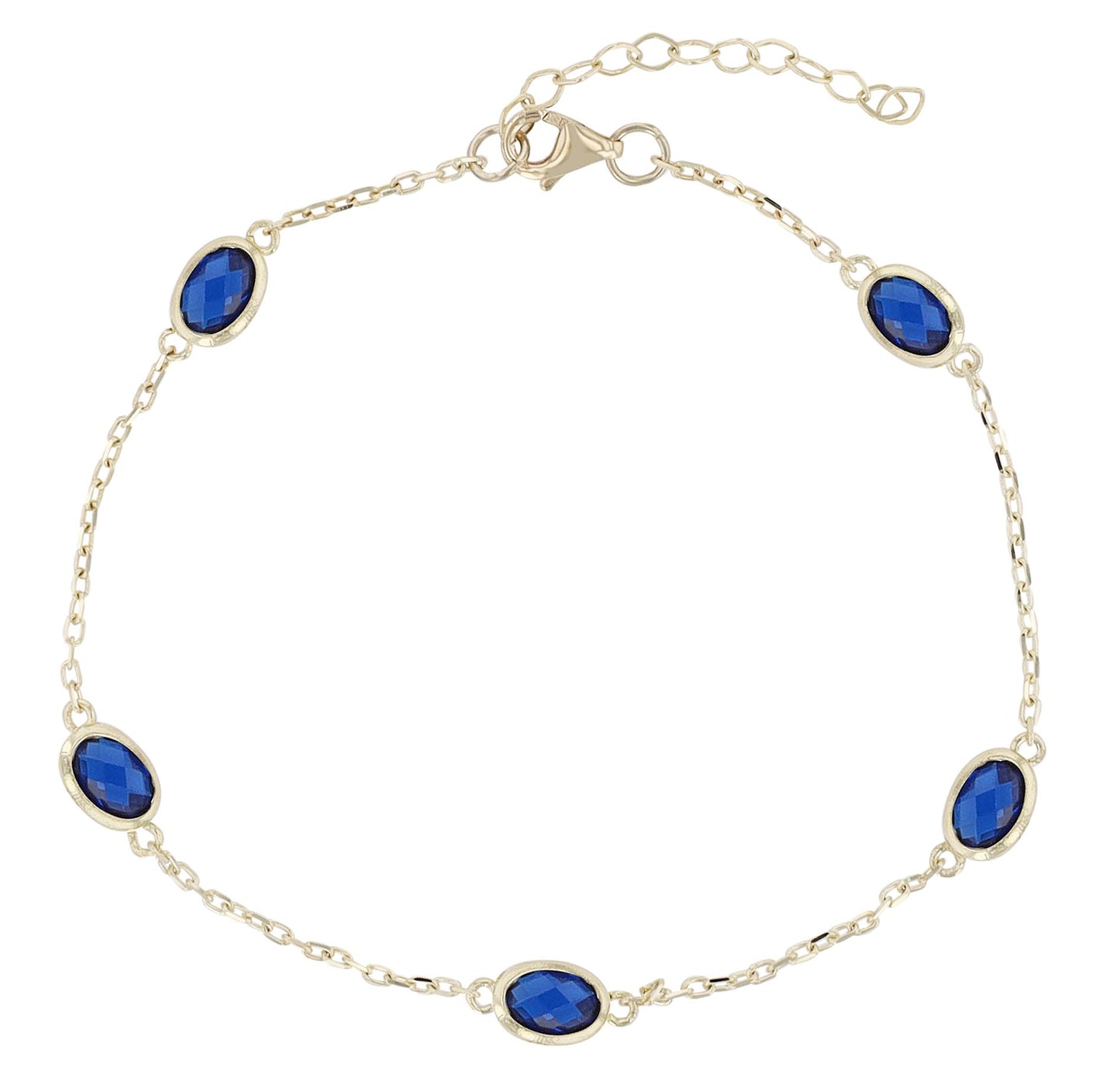 333/- Gold "Zephyrine", Armband mit blauem Besatz, 8 Karat, Gelbgold