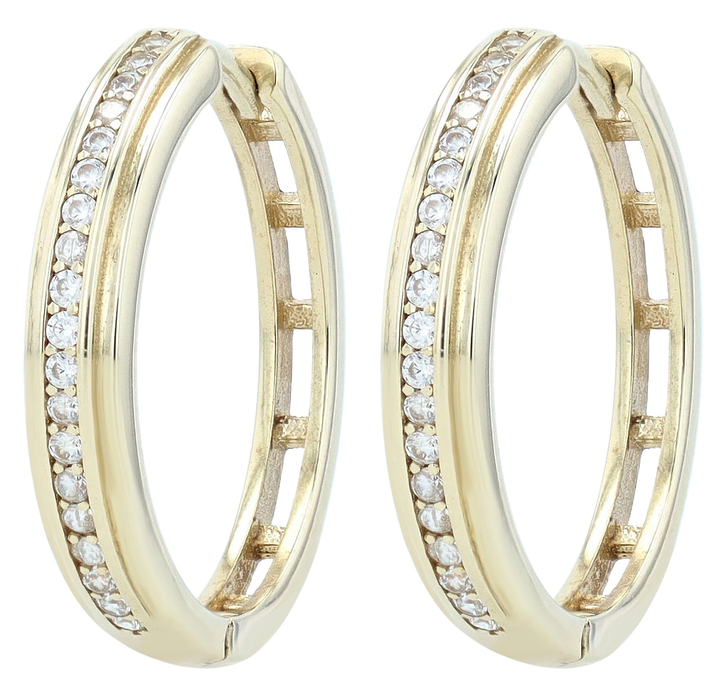 333er Gold Klappcreolen "Solena" mit Zirkonia, Gelbgold