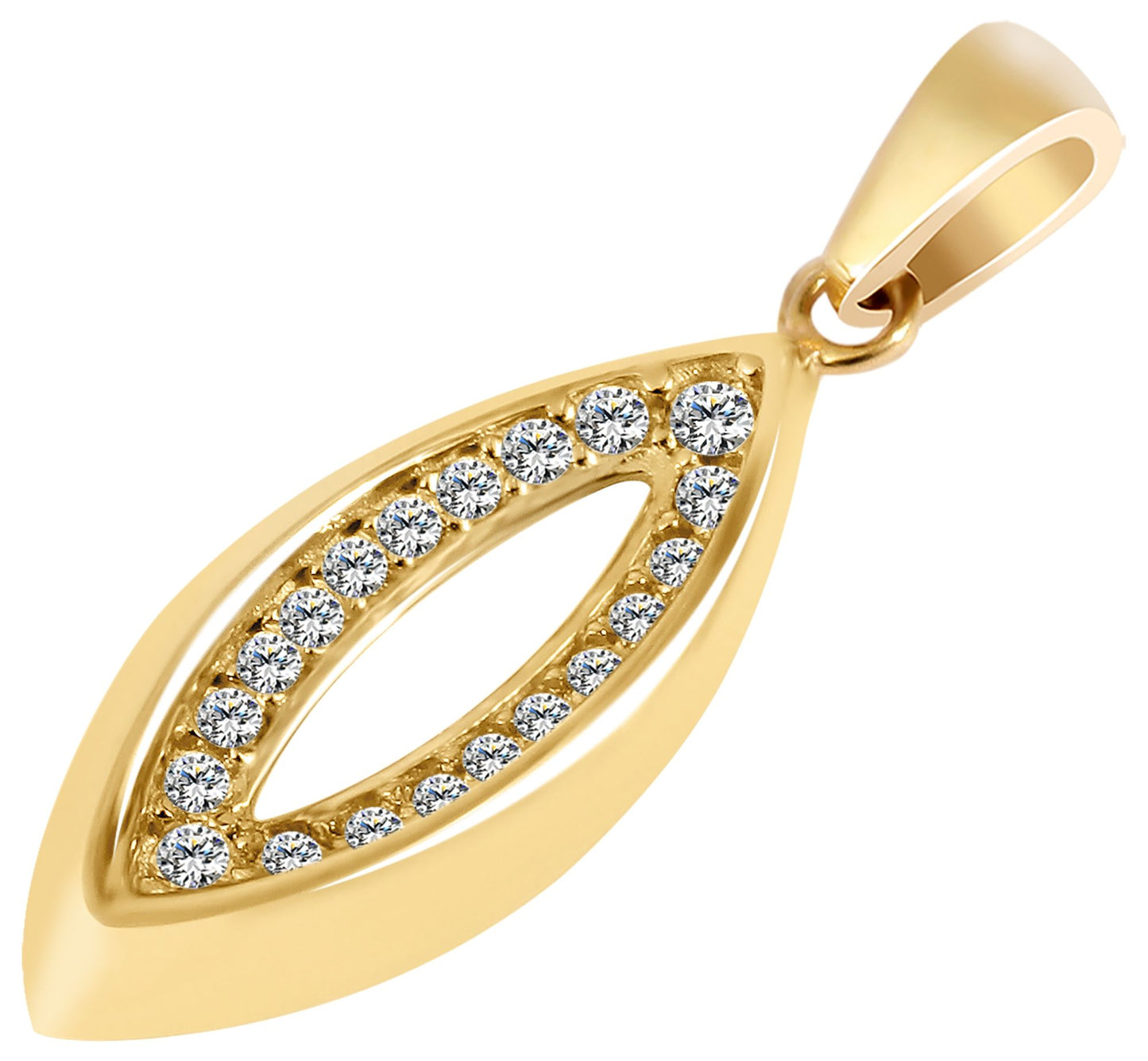 375/- Gold Anhänger "Lilia" ohne Kette mit Zirkoniabesatz, 9 Karat, Gelbgold