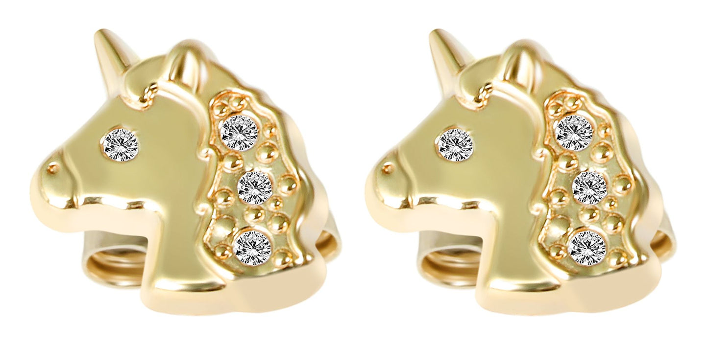 333/- Gold "Kalia" Ohrstecker, Einhorn mit Zirkonia, Gelbgold, 8 Karat