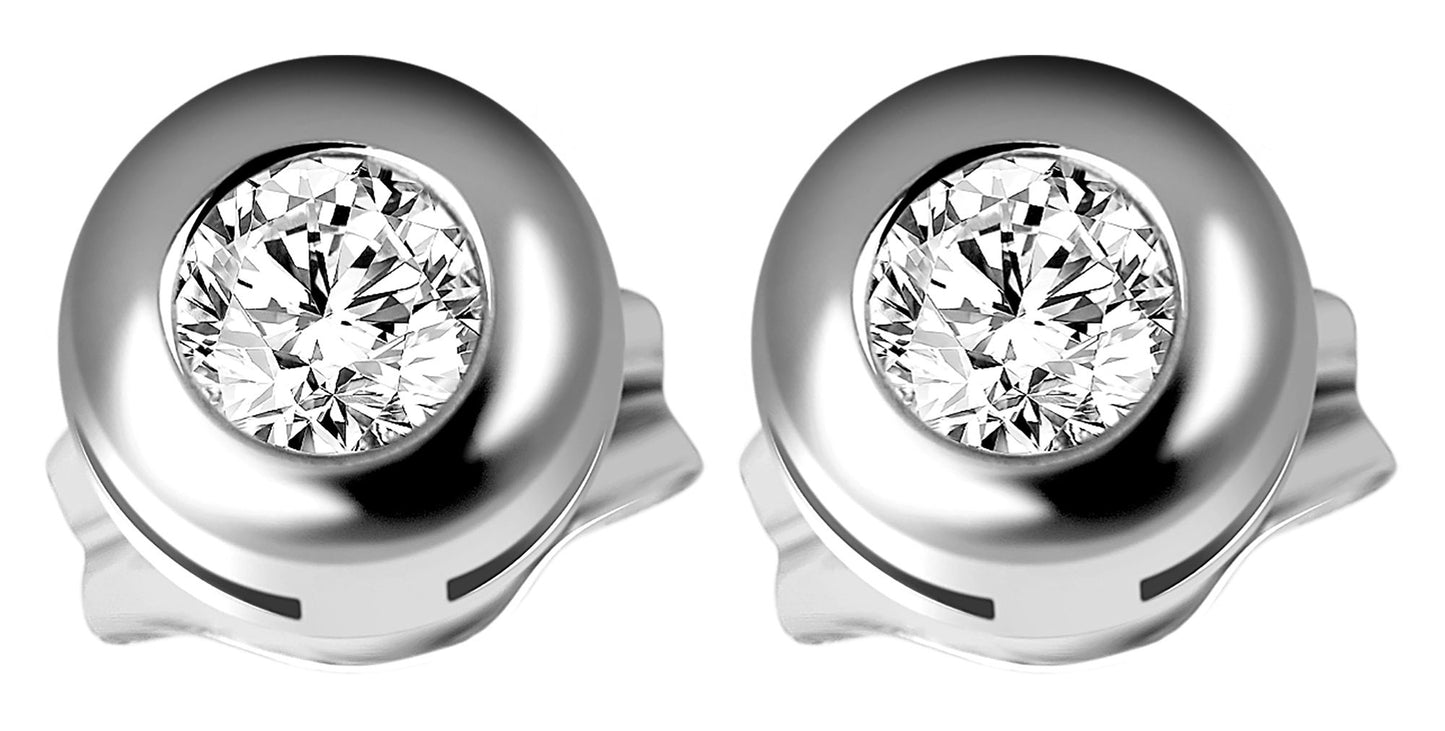 333/- Gold Ohrstecker mit Zirkonia, Ø 4 mm, Weißgold, 8 Karat