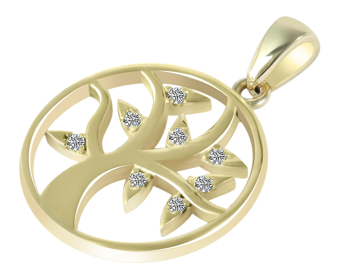 375/- Gold Anhänger "Coline" ohne Kette, Lebensbaum mit Zirkoniabesatz, 9 Karat,
