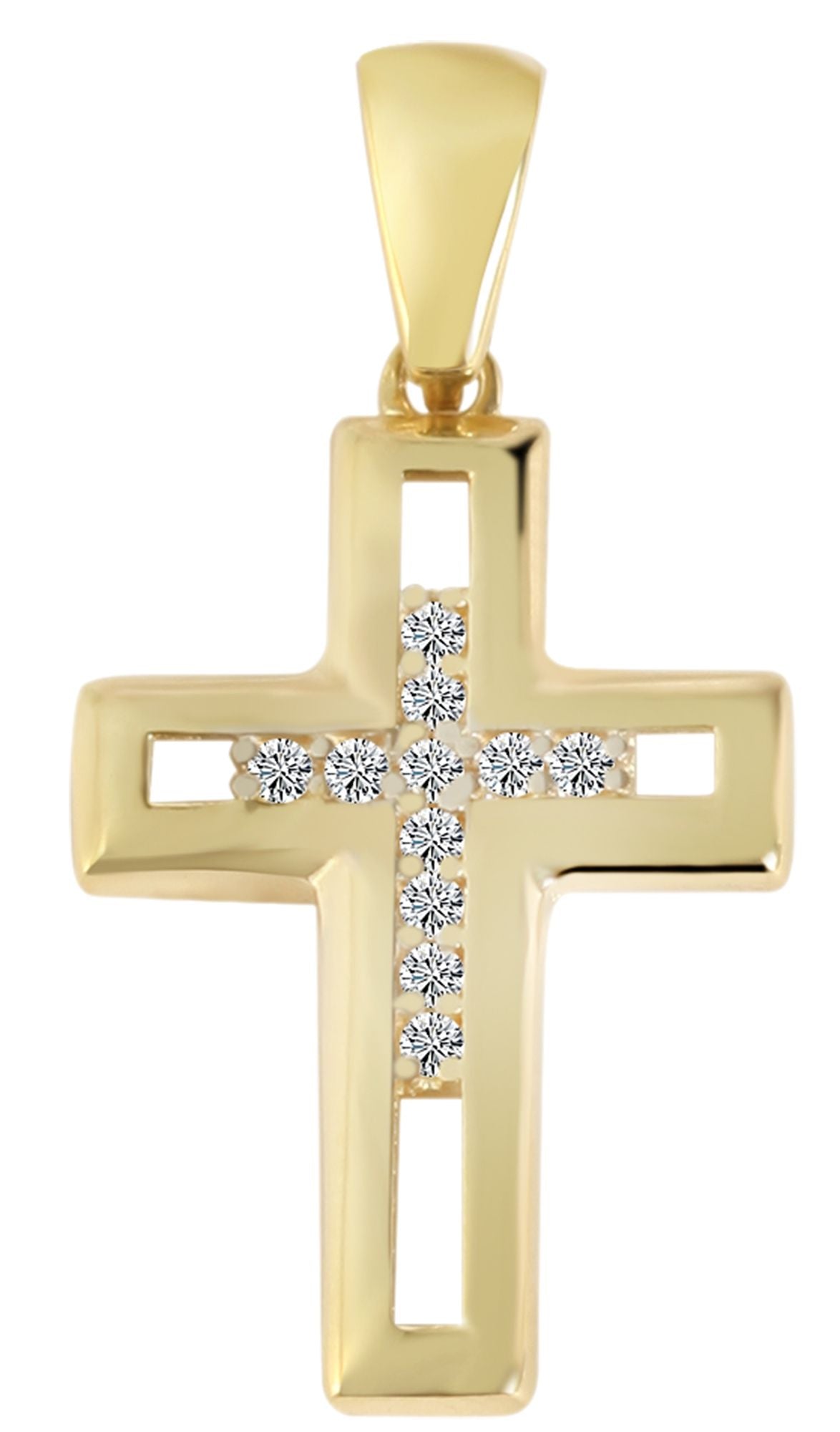333/- Gold Anhänger "sonja" ohne Kette, Kreuz mit Zirkoniabesatz, 8 Karat, Gelbgold