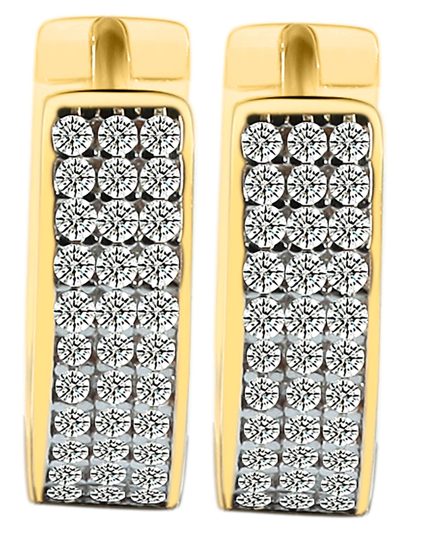 333/- Gold "Eldey" Klapp-Creolen, Zirkoniabesatz, Gelbgold, 8 Karat