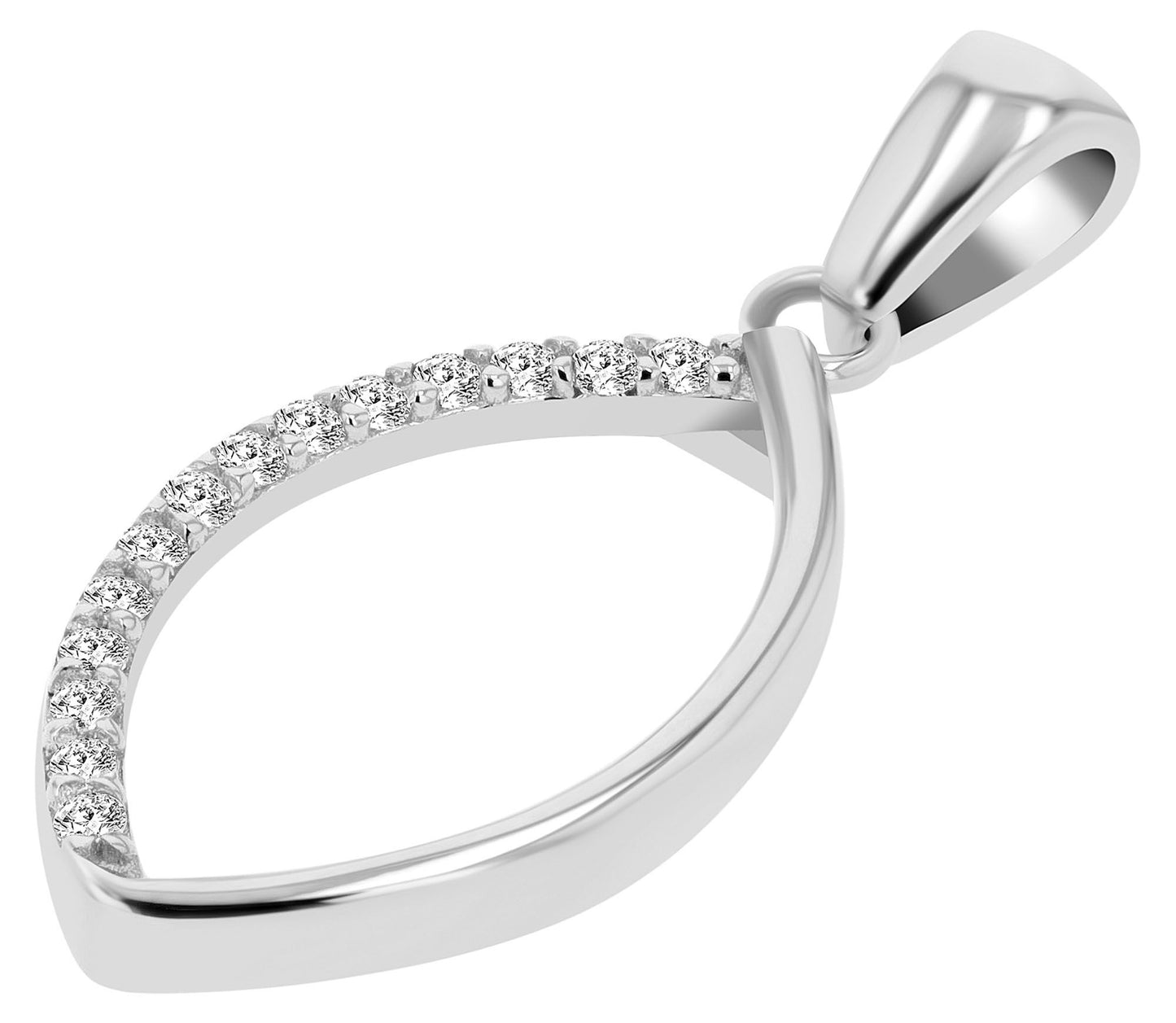 750/- Gold Anhänger mit Zirkoniabesatz ohne Kette, 18 Karat Weißgold