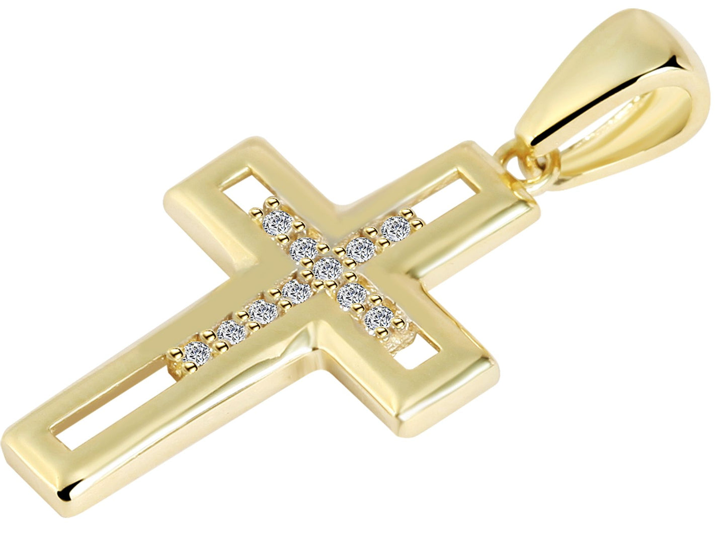 333/- Gold Anhänger "sonja" ohne Kette, Kreuz mit Zirkoniabesatz, 8 Karat, Gelbgold