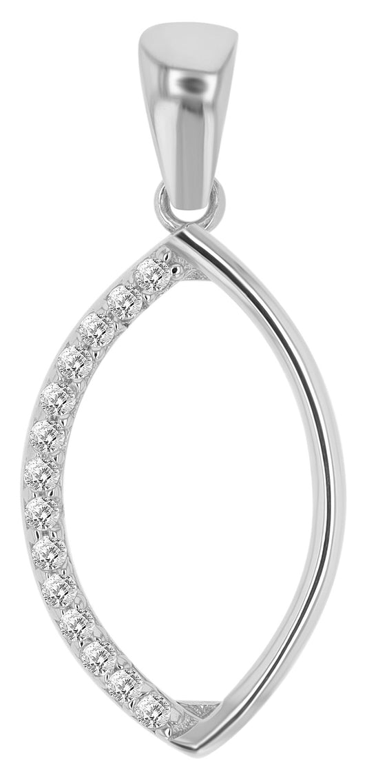 750/- Gold Anhänger mit Zirkoniabesatz ohne Kette, 18 Karat Weißgold