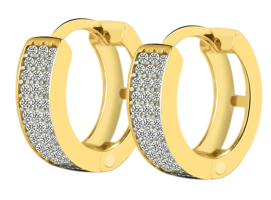 333/- Gold "Eldey" Klapp-Creolen, Zirkoniabesatz, Gelbgold, 8 Karat