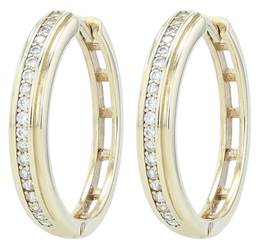 333er Gold Klappcreolen "Solena" mit Zirkonia, Gelbgold