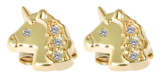 333/- Gold "Kalia" Ohrstecker, Einhorn mit Zirkonia, Gelbgold, 8 Karat