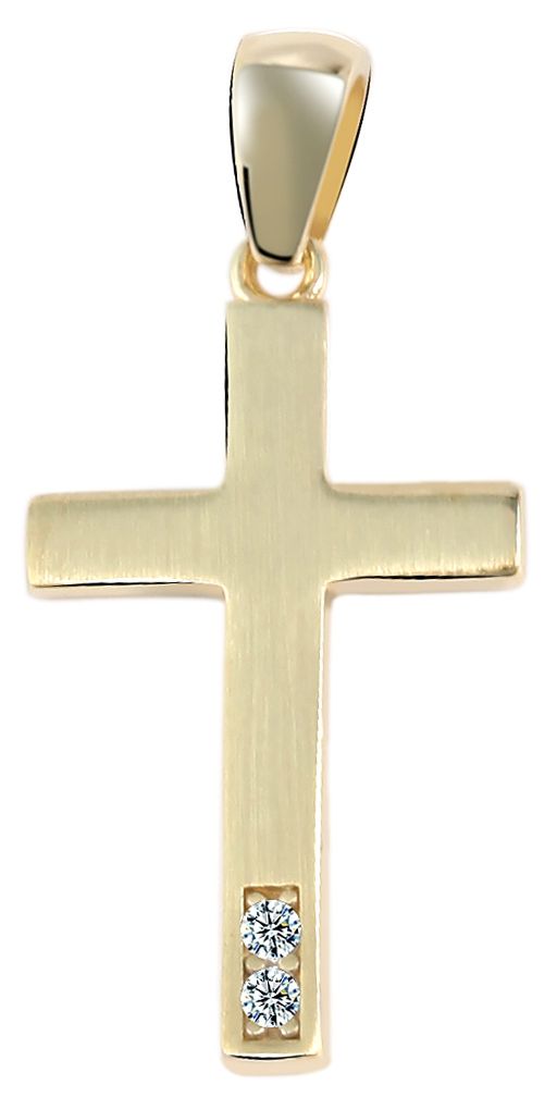 375/-Gold Anhänger "Jewel" ohne Kette, Kreuz, Besatz, 9 Karat, Gelbgold