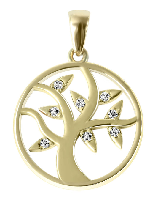 375/- Gold Anhänger "Coline" ohne Kette, Lebensbaum mit Zirkoniabesatz, 9 Karat,