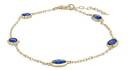 333/- Gold "Zephyrine", Armband mit blauem Besatz, 8 Karat, Gelbgold