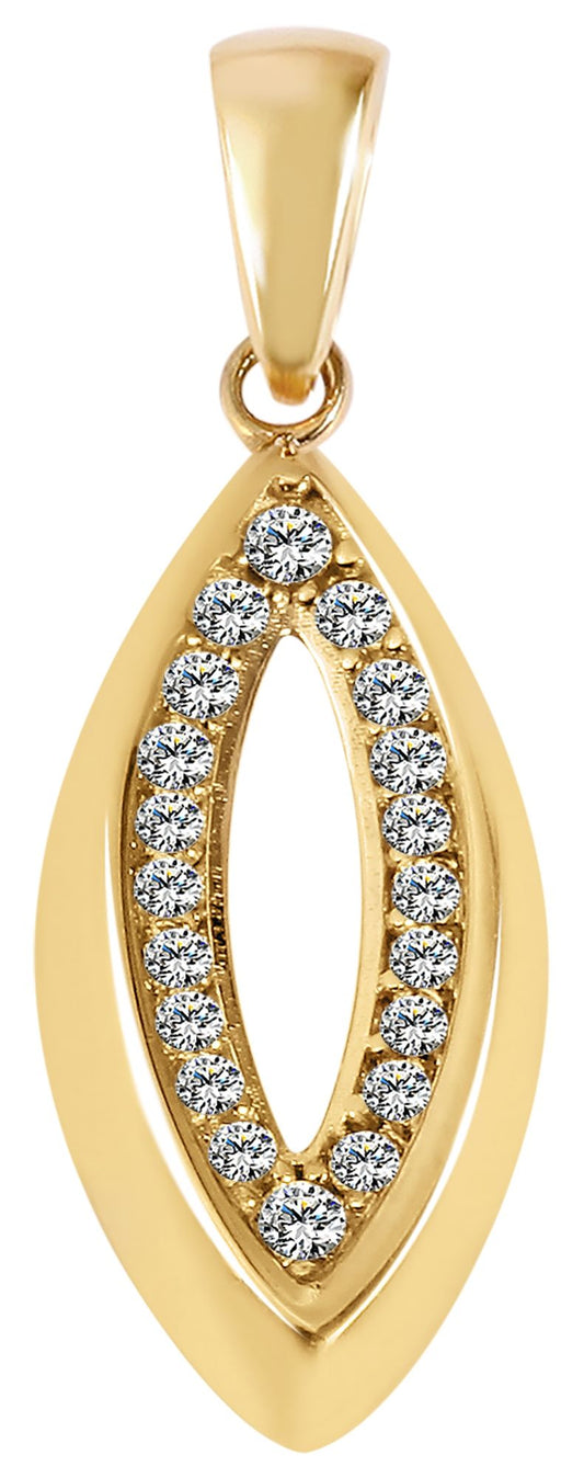 375/- Gold Anhänger "Lilia" ohne Kette mit Zirkoniabesatz, 9 Karat, Gelbgold