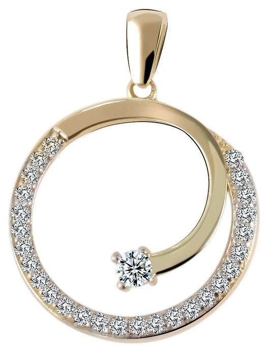 375er/- Gold Anhänger "Jennifa" ohne Kette, Zirkoniabesatz, 9 Karat, rund, Weißgold, Gold
