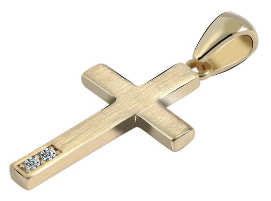 333/-Gold Anhänger "Jewel" ohne Kette, Kreuz, Besatz, 8 Karat, Gelbgold